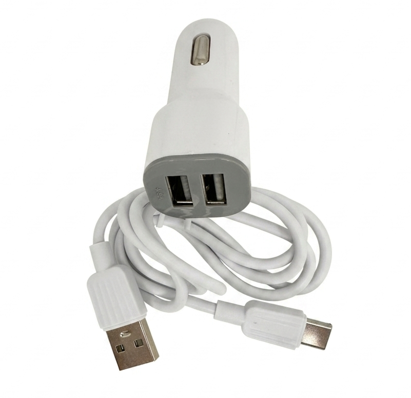 Cargador para auto doble entrada USB + ¡cable USB-C de 1 m de regalo! - Imagen 2