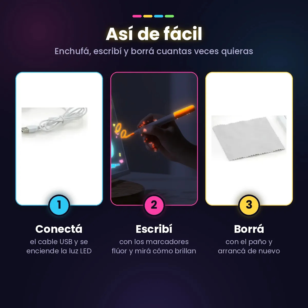Combo Lápiz 3D + 100 m de filamento + Pizarra mágica LED - Imagen 9