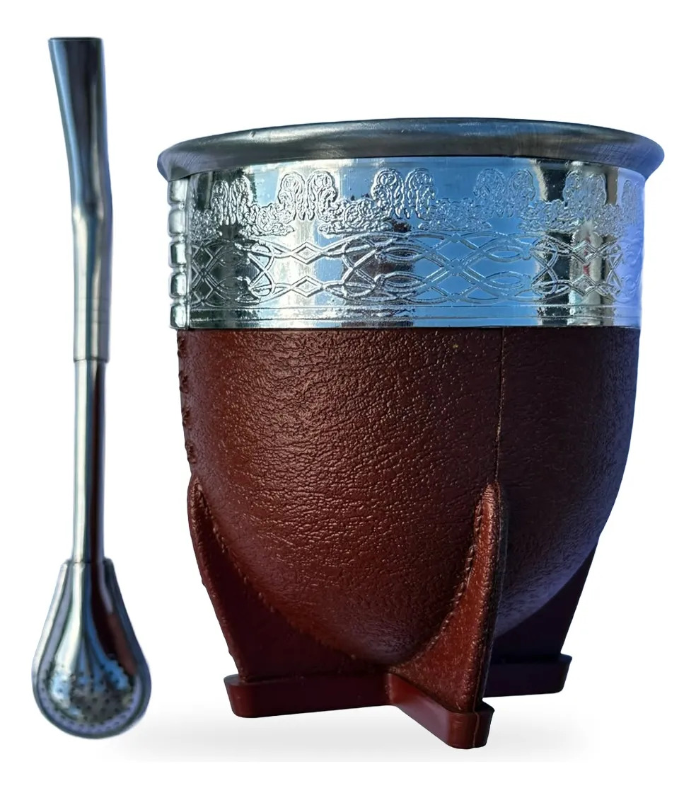 Mate de calabaza forrado cruelty free + bombilla pala de acero inoxidable